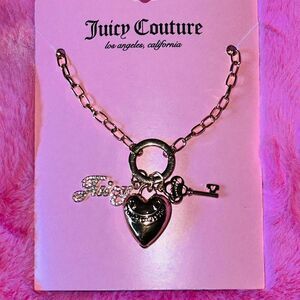 Juicy Couture Gold Colored Necklace Heart Multi Charm NEW